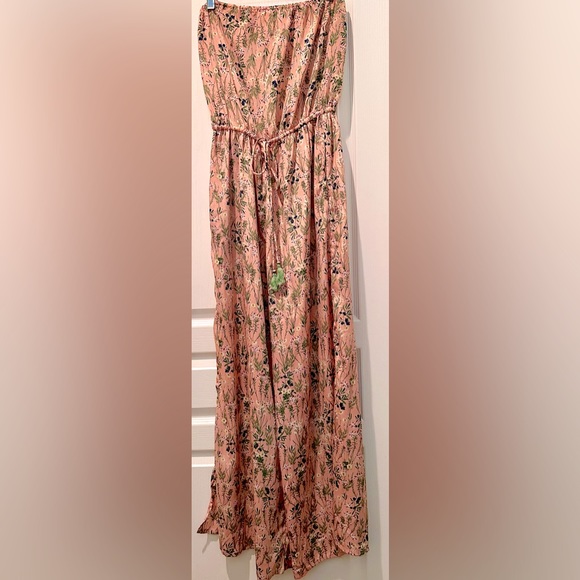 Elan Casablanca Strapless Jumpsuit w High Slit in Coral FloralBerry - Picture 2 of 8